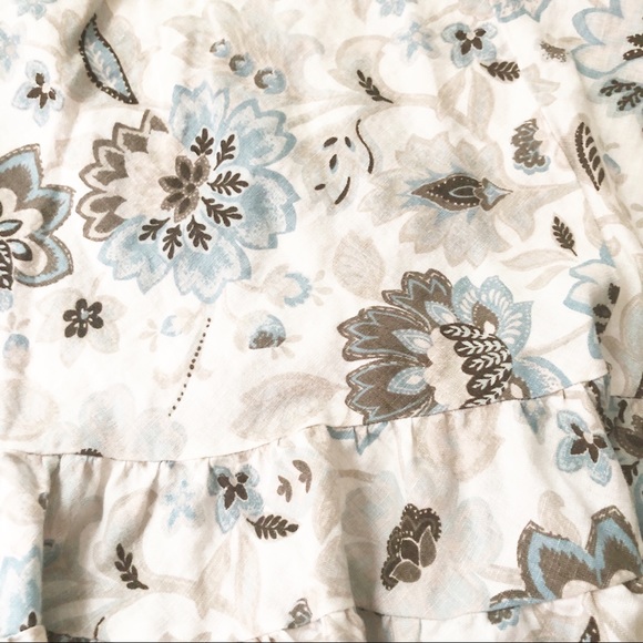 Ann Taylor Linen Ruffle Floral Midi Skirt - Picture 5 of 6